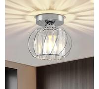 Seruno X Lampadario Moderno in Cristallo, Mini Plafoniera Color Argento con Paralume in Vetro, Plafoniera a Semi-incasso E27 per Soggiorno Camera da Letto Cucina Sala da Pranzo Corridoio Bagno