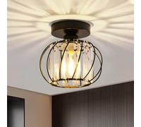Seruno X Lampadario Moderno in Cristallo, Mini Plafoniera Color Nero con Paralume in Vetro, Plafoniera a Semi-incasso E27 per Soggiorno Camera da Letto Cucina Sala da Pranzo Corridoio Bagno Ingresso