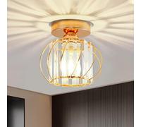 Seruno X Lampadario Moderno in Cristallo, Mini Plafoniera Color Oro con Paralume in Vetro, Plafoniera a Semi-incasso E27 per Soggiorno Camera da Letto Cucina Sala da Pranzo Corridoio Bagno Ingresso