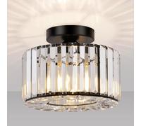Seruno X Lampadario Moderno in Cristallo, Plafoniera Nero con Paralume in Vetro, Plafoniera a Semi-incasso E27 per Soggiorno, Camera da Letto, Cucina, Sala da Pranzo, Corridoio, Bagno, Ingresso