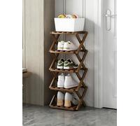 Seruvini Scarpiera in bambù a 9 ripiani senza montaggio, organizer verticale salvaspazio per armadio d'ingresso, scarpiera pieghevole per piccoli spazi, soluzione ecologica (marrone, quinto piano)