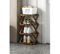 Seruvini Scarpiera in bambù a 9 ripiani senza montaggio, organizer verticale salvaspazio per armadio d'ingresso, scarpiera pieghevole per piccoli spazi, soluzione ecologica (marrone, quarto piano)