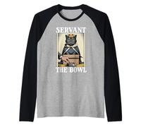 Servant The Bowl, Ciotola per Cibo a Forma di Gatto, Divertente Maglia con Maniche Raglan