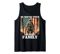 Serve due volte Paese & Famiglia Militare Veterano Padre Papà Canotta
