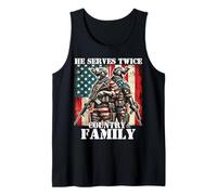 Serve due volte Paese & Famiglia Militare Veterano Padre Papà Canotta