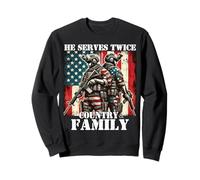 Serve due volte Paese & Famiglia Militare Veterano Padre Papà Felpa