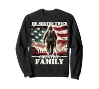 Serve due volte Paese & Famiglia Militare Veterano Padre Papà Felpa