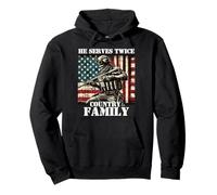 Serve due volte Paese & Famiglia Militare Veterano Padre Papà Felpa con Cappuccio