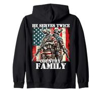 Serve due volte Paese & Famiglia Militare Veterano Padre Papà Felpa con Cappuccio