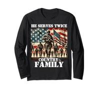 Serve due volte Paese & Famiglia Militare Veterano Padre Papà Maglia a Manica