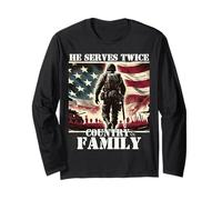 Serve due volte Paese & Famiglia Militare Veterano Padre Papà Maglia a Manica
