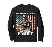 Serve due volte Paese & Famiglia Militare Veterano Padre Papà Maglia a Manica