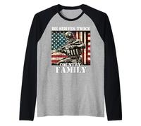 Serve due volte Paese & Famiglia Militare Veterano Padre Papà Maglia con Maniche Raglan
