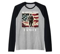 Serve due volte Paese & Famiglia Militare Veterano Padre Papà Maglia con Maniche Raglan