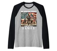 Serve due volte Paese & Famiglia Militare Veterano Padre Papà Maglia con Maniche Raglan