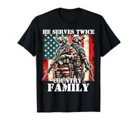 Serve due volte Paese & Famiglia Militare Veterano Padre Papà Maglietta