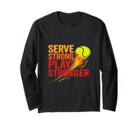 Serve Strong Play Stronger Tennis Citazione | Bold Motivational Maglia a Manica