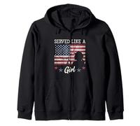 Served Like A Girl Female Veterans Day Gift Felpa con Cappuccio
