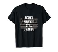 Served Survived Still Standing Distressed Flag Military Veterinario Maglietta
