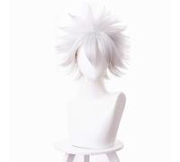 Servelove Parrucca per cosplay con personaggi anime, parrucca corta color argento, parrucca per costume unisex, personaggi anime, Halloween, festa di Natale