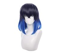 Servelove Parrucca per cosplay con personaggi anime, parrucca corta nera e blu, unisex, personaggi anime, per Halloween, festa di Natale