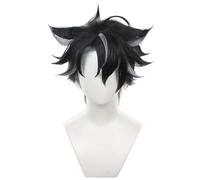 Servelove Parrucca per cosplay per personaggi del gioco nero grigio mix parrucca corta parrucca unisex gioco anime Halloween festa di Natale