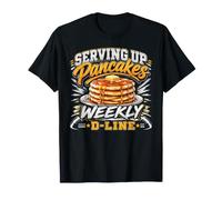 Servendo Pancakes Settimanale Divertente Football Defensive Line Maglietta