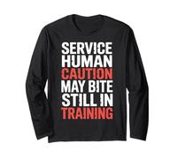 Service Human Caution May Bite Still in Training - Maglia a Manica