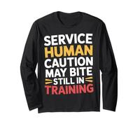 Service Human Caution May Bite Still in Training - Maglia a Manica