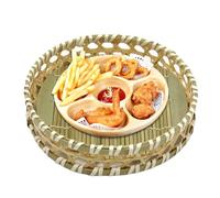 Serving Baskets, Woven Fruit Bowl, Rustic Hollow Tray with Flat Bottom, Decorative Display for Potato, Candy, Produce, Cakes, Cipolla, Dining Table, Kitchen Counter, Home Party