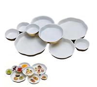 Serving Bowls for Entertaining, 22" Decorative Nine-Grid Dessert Plate, Charcuterie Snack Tray, Gold and White Multi-Section Bowl | for Nuts Chips Fruit Candy Meals Appetizers (White)