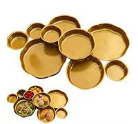 Serving Bowls for Entertaining, 22" Decorative Nine-Grid Dessert Plate, Charcuterie Snack Tray, Gold and White Multi-Section Bowl | for Nuts Chips Fruit Candy Meals Appetizers (oro)