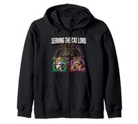 Serving The Cat Lord Funny Feline Royal Master Design Felpa con Cappuccio