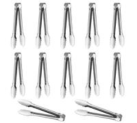 Serving Tongs,Buffet Tongs, Stainless Steel Food Tong Serving Tong Small Serving Tongs Stainless Steel Mini Appetizer Tongs, Set of 6 (5 Inch(12 Pack) (silver)