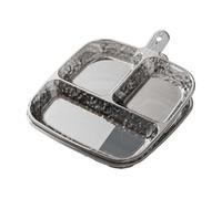 Serving Tray 2 Divided Dinner Plates Side Dish Trays Lightweight And Multifunctional Dinnerware Divided Appetizer And Kitchen Plates Gray