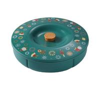 Serving Tray Divided Snack Tray with Lid Chinese New Year Organizer Round Candy Storage Box Tray Green