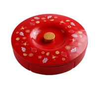 Serving Tray Divided Snack Tray with Lid Chinese New Year Organizer Round Candy Storage Box Tray Red Lid Red Bottom