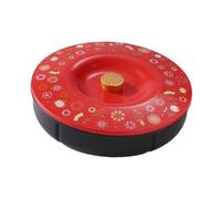 Serving Tray Divided Snack Tray with Lid Chinese New Year Organizer Round Candy Storage Box Tray Red Lid Black Bottom