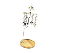 Serving Tray Rotating Tea Light Candle Holder Centerpiece Rotating Candlestick with Bamboo Tray for Home Wedding Snowflake Deer