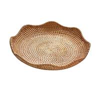 Serving Tray Round Handwoven Fruit Basket Food Storage Display Container Wicker Tray for Multi 23cmx4cm