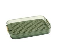 Serving Tray with Handles, Multipurpose Dish Drain Tray Green Cup Drying Tray 2-Tier Drain Tray for Counter or Coffee Table (L)