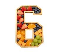 Serving Tray - Wooden Number Large Serveware | Cheese Board Food Serving Platter | For Cheese Snack Candy Chocolate Cake Dessert Home Bar Birthday Party Holiday, Durevole Reusable Wood Tray