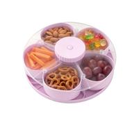 Serving Trays for Party - Rotating Snack Tray with Lid | Divided Fruit Serving Plate Container | Compartment Snack Box for Appetizers Vegetables Fruit Salad Storage | Fôr Home Kitchen Dining