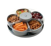 Serving Trays for Party - Rotating Snack Tray with Lid | Divided Fruit Serving Plate Container | Compartment Snack Box for Appetizers Vegetables Fruit Salad Storage | Fôr Home Kitchen Dining