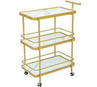 Serving Trolley Carrello Cucina Carrello Per Auto Da Pranzo A 3 Livelli Mobile Bar Per La Casa Con Spinta A Mano In Ferro Per Consegna Di Torte Dipensa o Bar(Gold)