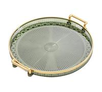 Servire vassoio con manici da 10, 6 pollici rotondi multifunzionali decorativi in plastica decorativo tea estetico organizzatore di gioielli per tavolo da tavolo da da banco in plastica vassoio