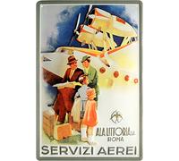 Servizi aerei Ala littoria Roma Italia in rilievo 20 x 30 cm Targa in metallo 1877