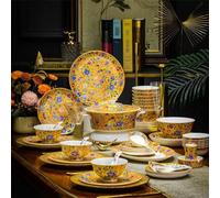 Servizi da tavola in porcellana bone china, Bone China Dinner Set - 68 Piece High-End Luxury Tableware with Plates(D)