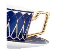 Servizi da tè, servizi da tè gongfu in ceramica ci Bone China French with saucer teaspoon morning tea heat-resistant teacups housewarming office gifts,(Gentleman Blue)