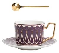 Servizi da tè, servizi da tè gongfu in ceramica ci Bone China French with saucer teaspoon morning tea heat-resistant teacups housewarming office gifts,(Noble Purple)